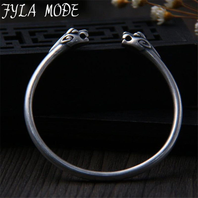 Beautiful S999 Sterling Silver Pi Xiu Brave Troops Open Cuff Bracelet Fashion Jewelry Bracelets Cuff Bangle 27.50G