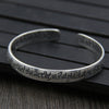 Buddhist Scriptures Bracelet Men's Classic Retro S999 Thai Silver Six Words Mantra Open Bangle Women's Jewelry