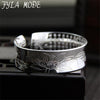 Wholesale Tibetan Language Heart Sutra 999 Sterling Silver Open Bangles 19mm Width 51G XJF023