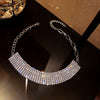 FYUAN Geometric Chain Crystal Choker Necklaces for Women Short Full Rhinestone Necklaces Statement Jewelry