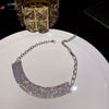FYUAN Geometric Chain Crystal Choker Necklaces for Women Short Full Rhinestone Necklaces Statement Jewelry