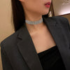 FYUAN Geometric Chain Crystal Choker Necklaces for Women Short Full Rhinestone Necklaces Statement Jewelry