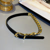 FYUAN Golden Chain Choker Necklaces for Women Short Black Leather Button Necklaces Statement Jewelry