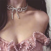 FYUAN Hollow Bowknot Crystal Choker Necklaces for Women Shine Rhinestone Necklaces Statements Jewelry Party Gifts