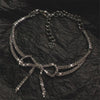 FYUAN Hollow Bowknot Crystal Choker Necklaces for Women Shine Rhinestone Necklaces Statements Jewelry Party Gifts