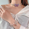 FYUAN Purple Cloth ButterflyCrystal Choker Necklaces for Women Pearl  Rhinestone Necklaces Weddings Jewelry Gifts