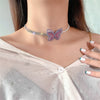 FYUAN Purple Cloth ButterflyCrystal Choker Necklaces for Women Pearl  Rhinestone Necklaces Weddings Jewelry Gifts