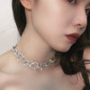 FYUAN Sex Link Chain Rhinestone Choker Necklaces for Women Geometric Round Crystal Necklaces Weddings Jewelry Party Gifts