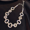 FYUAN Sex Link Chain Rhinestone Choker Necklaces for Women Geometric Round Crystal Necklaces Weddings Jewelry Party Gifts
