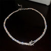 FYUAN Simple Full Rhinestone Choker Necklaces for Women Geometric Knot Clavicle Chain Necklaces Statement Jewelry