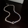 FYUAN Simple Full Rhinestone Choker Necklaces for Women Geometric Knot Clavicle Chain Necklaces Statement Jewelry