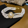FYUAN Vintage Palace Multilayer Pearl Choker Necklaces for Women Short Geometric Crystal Necklaces Weddings Bride Jewelry