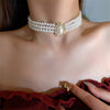 FYUAN Vintage Palace Multilayer Pearl Choker Necklaces for Women Short Geometric Crystal Necklaces Weddings Bride Jewelry