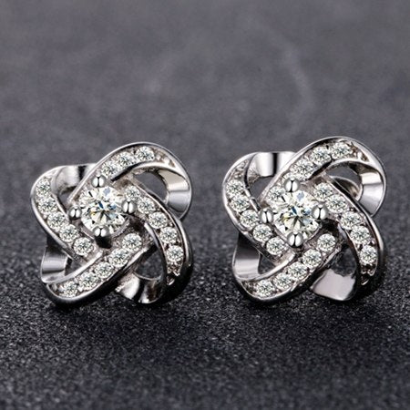 FZE31 Wedding Jewelry Silver 925 Women's Stud Earrings With Shining AAAA Zircon Crystal Femal Girl Anniversary Birthd Gift
