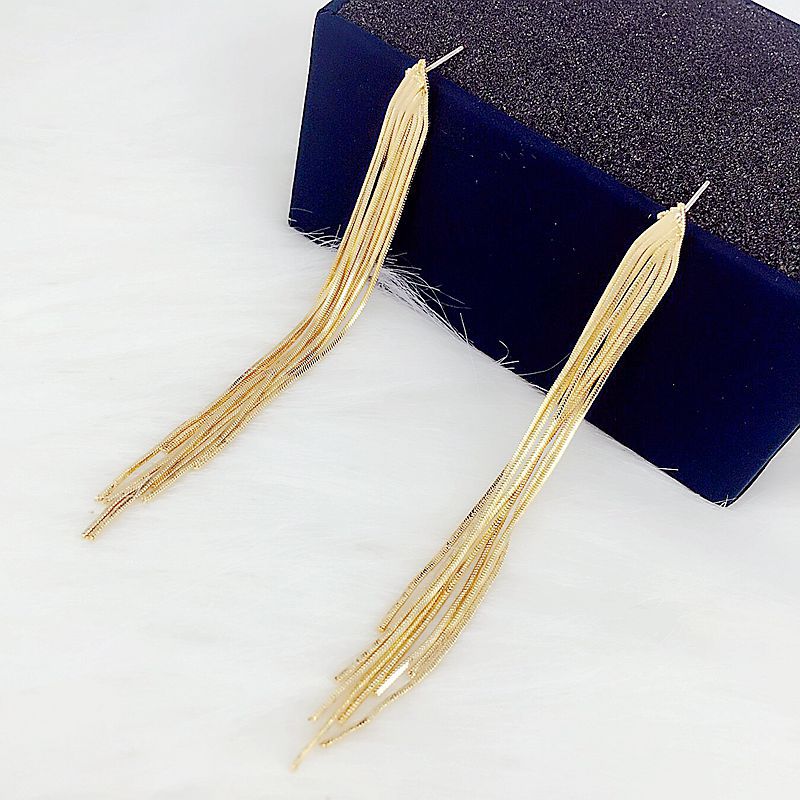 Factory Promotions Beautiful Long Tassel Drop Earrings 925 Sterling Silver Ear Pins High Quality Fashion Classic Jewelry