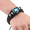 Fairy Tail Guild Logo Bracelet Black Leather Punk Bracelets Anime Glass Cabochon Jewelry Men Cosplay Lover Gift