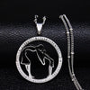 Family Boy Gril Stainless Steel Necklace for Women Silver Color Crystal Necklace Jewelry Collares Christmas Gift N03S01