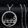 Family Boy Gril Stainless Steel Necklace for Women Silver Color Crystal Necklace Jewelry Collares Christmas Gift N03S01