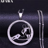 Family Boy Gril Stainless Steel Necklace for Women Silver Color Crystal Necklace Jewelry Collares Christmas Gift N03S01