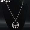 Family Boy Gril Stainless Steel Necklace for Women Silver Color Crystal Necklace Jewelry Collares Christmas Gift N03S01