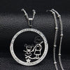 Family Boy Gril Stainless Steel Necklace for Women Silver Color Crystal Necklace Jewelry Collares Christmas Gift N03S01
