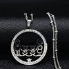 Family Boy Gril Stainless Steel Necklace for Women Silver Color Crystal Necklace Jewelry Collares Christmas Gift N03S01