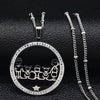 Family Boy Gril Stainless Steel Necklace for Women Silver Color Crystal Necklace Jewelry Collares Christmas Gift N03S01