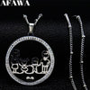 Family Boy Gril Stainless Steel Necklace for Women Silver Color Crystal Necklace Jewelry Collares Christmas Gift N03S01