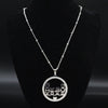 Family Boy Gril Stainless Steel Necklace for Women Silver Color Crystal Necklace Jewelry Collares Christmas Gift N03S01