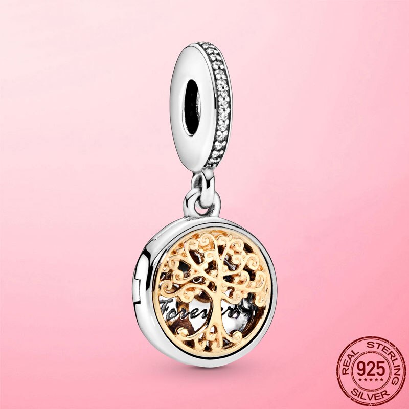 Family Gift 925 Sterling Silver Family Roots Open Close Dangle Charm Pendant fit for Original Pandora Bracelet Silver jewelry