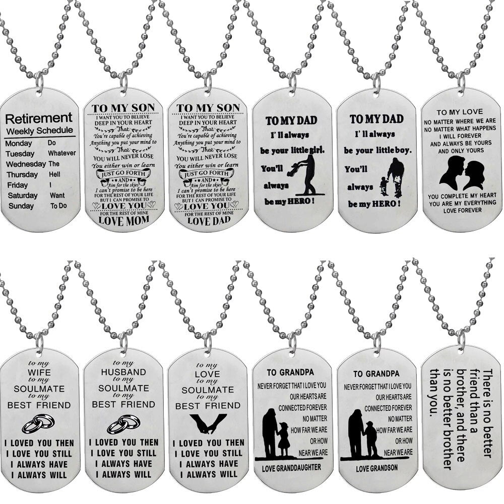 Family Series Beaded Necklace Retirement To My Son Dad Love Husband Wife Lover Grandpa Brother Friend Stainless Steel Necklaces