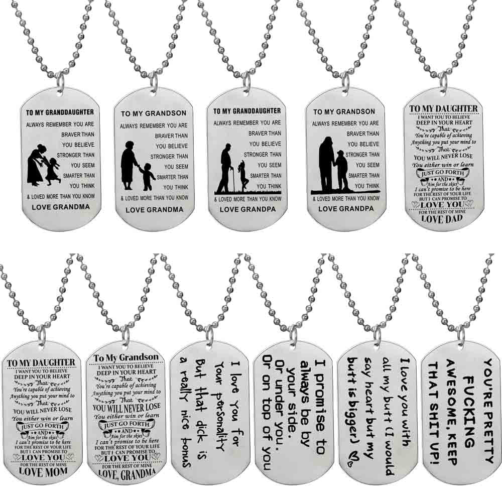 Family Series Stainless Steel Gift To My Granddaughter Grandson Daughter Lovers Wife Husband Friend Brother Beaded Necklaces