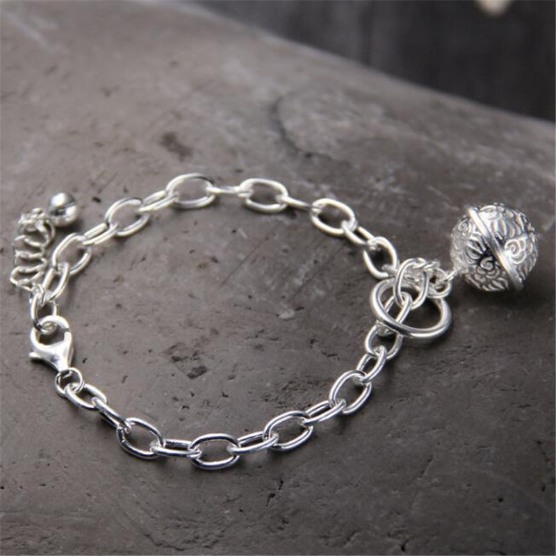 Famous Brand Jewelry 925 Sterling Silver with Bell Pendant Charm Bracelet & Bangle for Women Valentine's D Gift