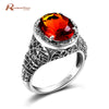 Famous Brand Women Ring Steampunk Style Pear Cut Brown Crystal Amber StoneCo 925 Sterling Silver Ring Wedding Accessories