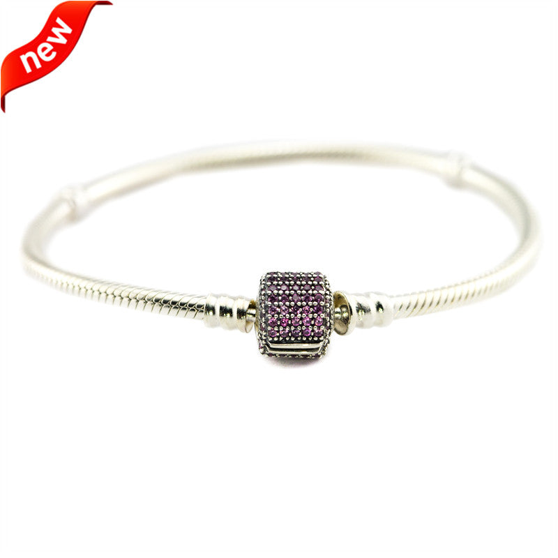 Fancy Pink Signature Clasp Bracelets 100% 925 Authentic Sterling Silver Fashion Jewelry