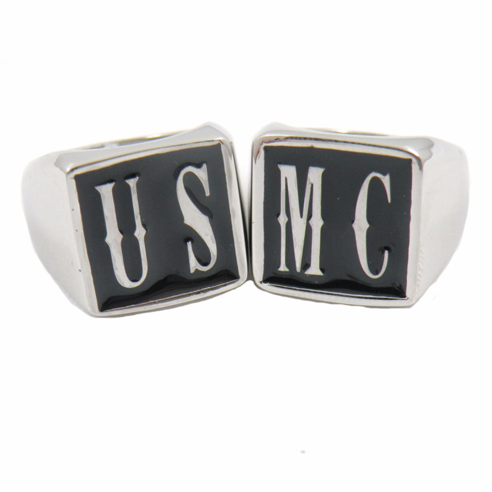 Fanssteel Stainless steel jewelry CUSTOM MADE 2 LETTERS INITIALS USMC NAME CUSTOM RING