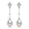 Fantastic 925 sterling silver earrings women,trendy long white black natural pearl earrings