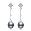 Fantastic 925 sterling silver earrings women,trendy long white black natural pearl earrings