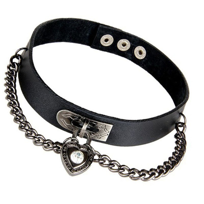 1 PCS Women Girls Punk Heart Dangle Pendant Choker Chain Goth Leather Necklace Collar Choker  ras de cou