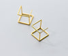 Fashion 100% Real. 925 Sterling Silver Fine Jewelry Geometric Hollow 3D Square Stud earrings GTLE1735