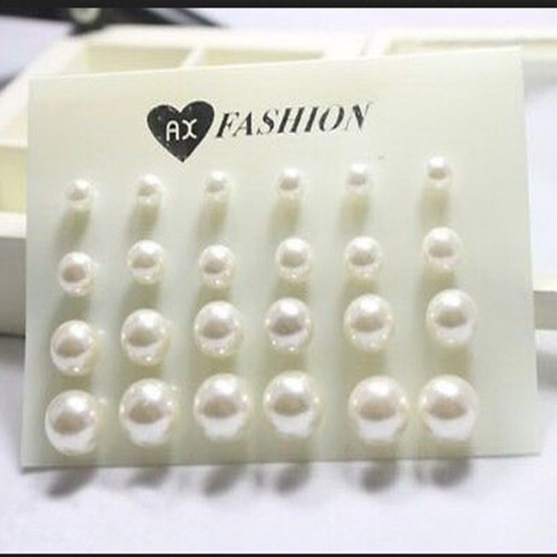 Fashion 12 pairs/set Simulated Pearl Earrings For Women Jewelry Bijoux Piercing Stud Earrings