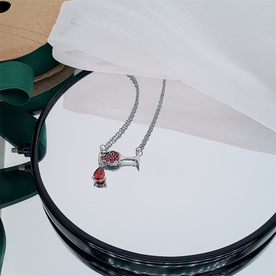 2 Colors Rose Gold Wine&Cup charm Necklace Wine Bottle Glass Chic Necklaces Girl Lady Gift Choker