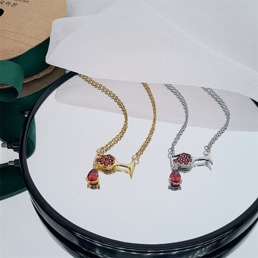 2 Colors Rose Gold Wine&Cup charm Necklace Wine Bottle Glass Chic Necklaces Girl Lady Gift Choker