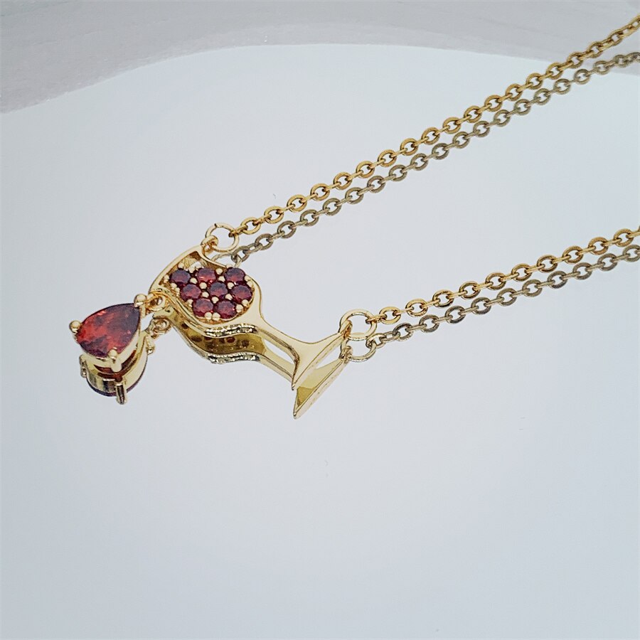 2 Colors Rose Gold Wine&Cup charm Necklace Wine Bottle Glass Chic Necklaces Girl Lady Gift Choker