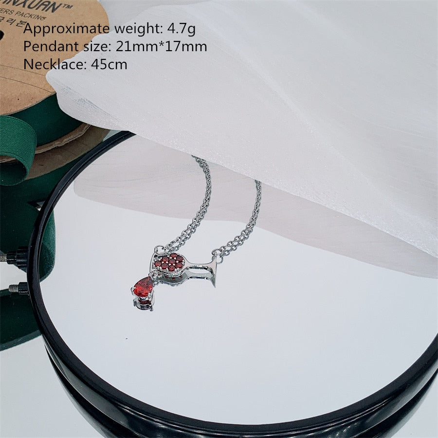 2 Colors Rose Gold Wine&Cup charm Necklace Wine Bottle Glass Chic Necklaces Girl Lady Gift Choker