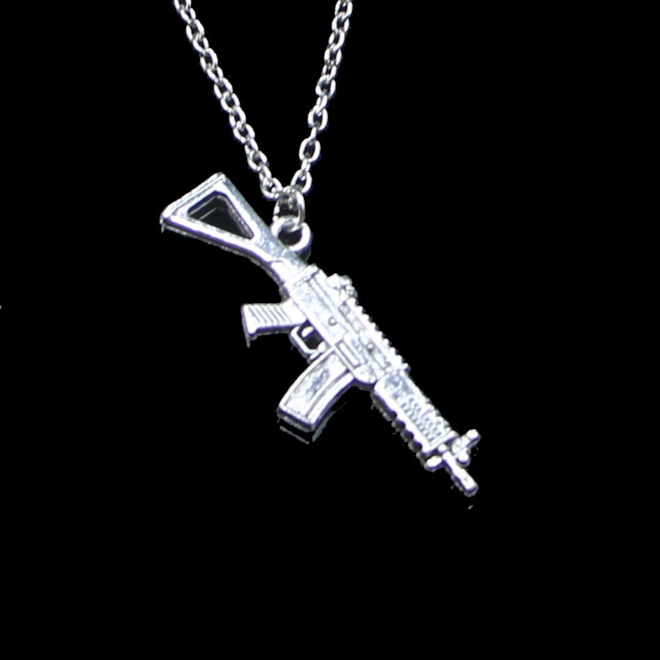 45*13mm Machine Gun Assault Rifle Pendant Necklace Link Chain For Female Choker Necklace Creative Jewelry party Gift