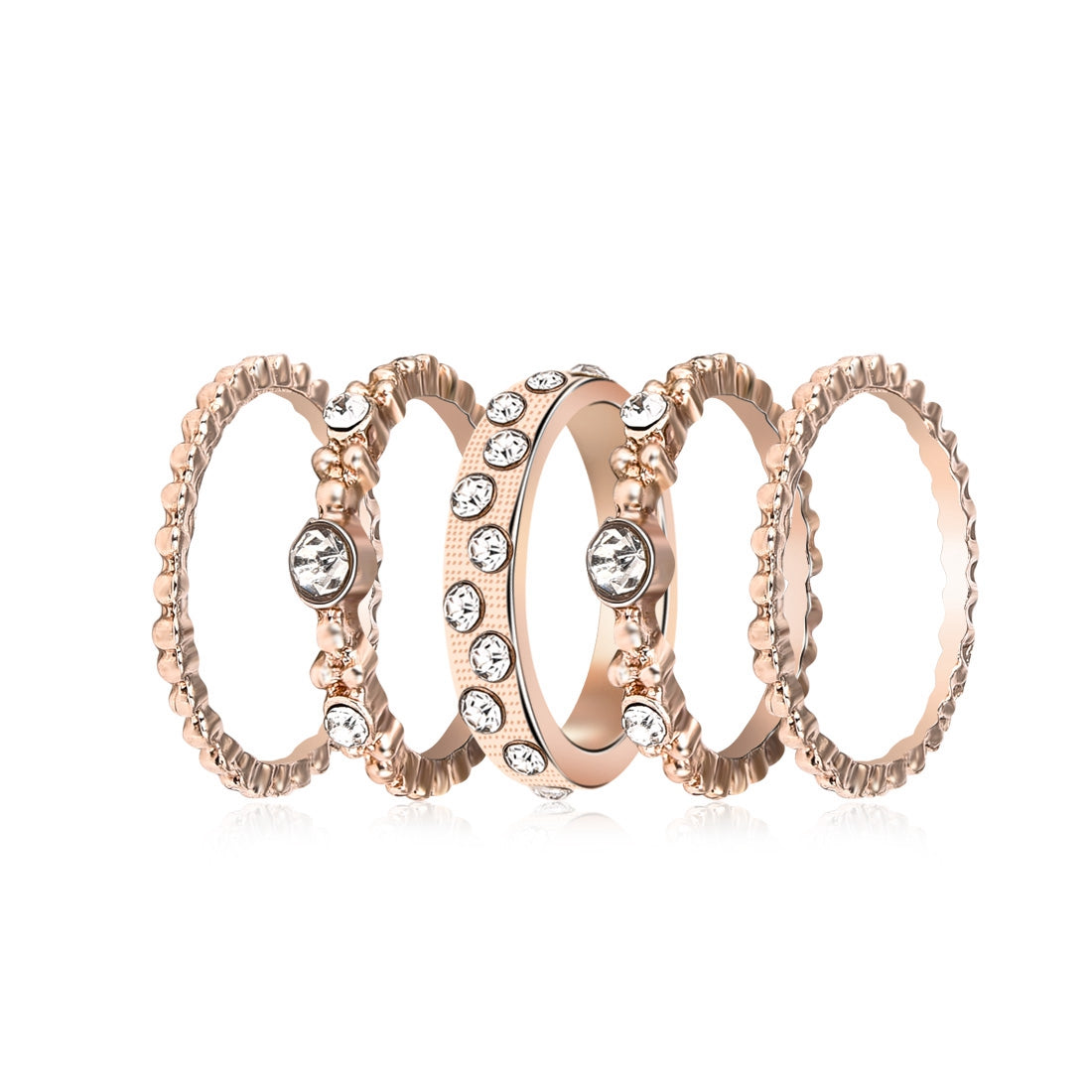 Fashion 5 pcs Engagement Wedding Ring Set Gold Color Cubic Zirconia Rings For Women