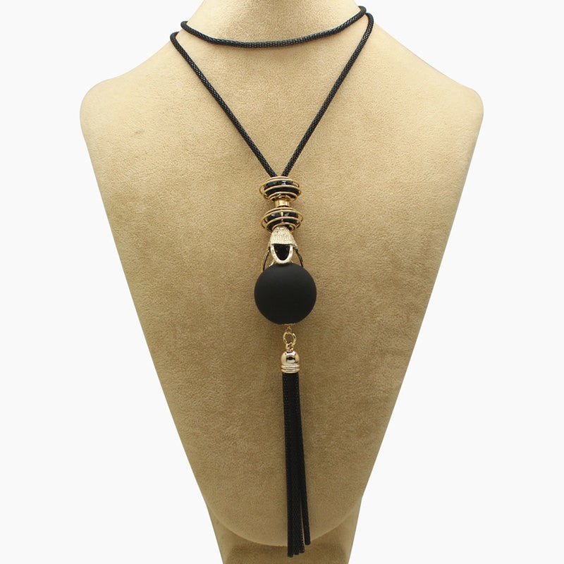 Fashion 6 Style Round Ball Tassel Pendant Necklace For Women Lady Best Gift Designer