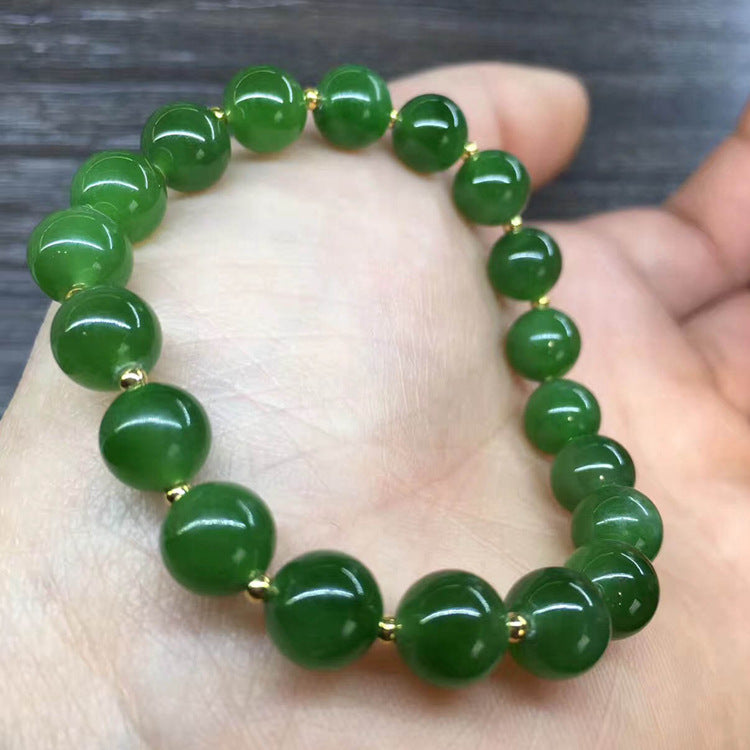 Fashion 8mm Nature Green Jade Jasper Bracelet Women Gift Jewelry Single String Bracelet BY0700