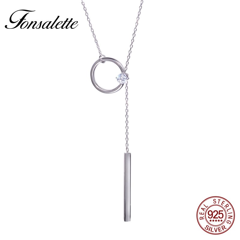 Fashion 925 Silver Jewelry Gold Color Round Circle Long Tassel Necklace Women Exquisite Stick PendantSweater Gifts ZK30